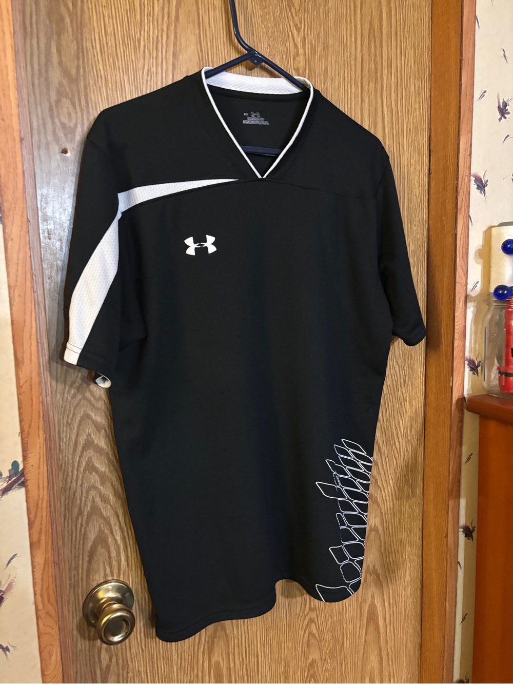 Under Armour Black Short-Sleeve Athletic Jersey with White Accents